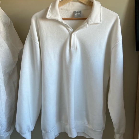 ARITZIA COZY BOYFRIEND POLO SWEATSHIRT - Picture 4 of 7